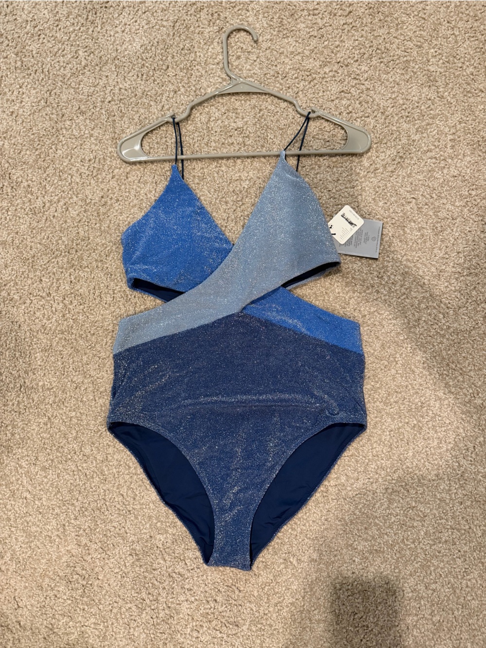 Free People Blue Shimmer One-Piece Swimsuit